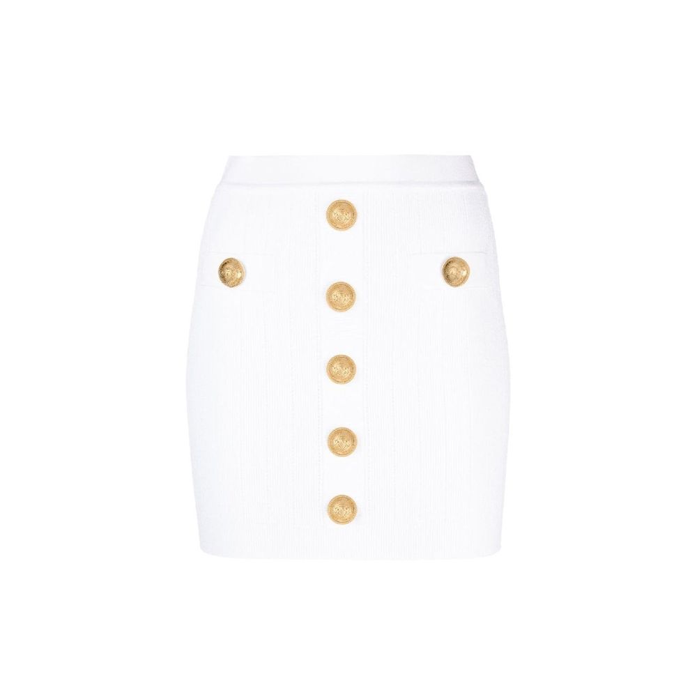 Balmain White Polyester Mini Women's Skirt
