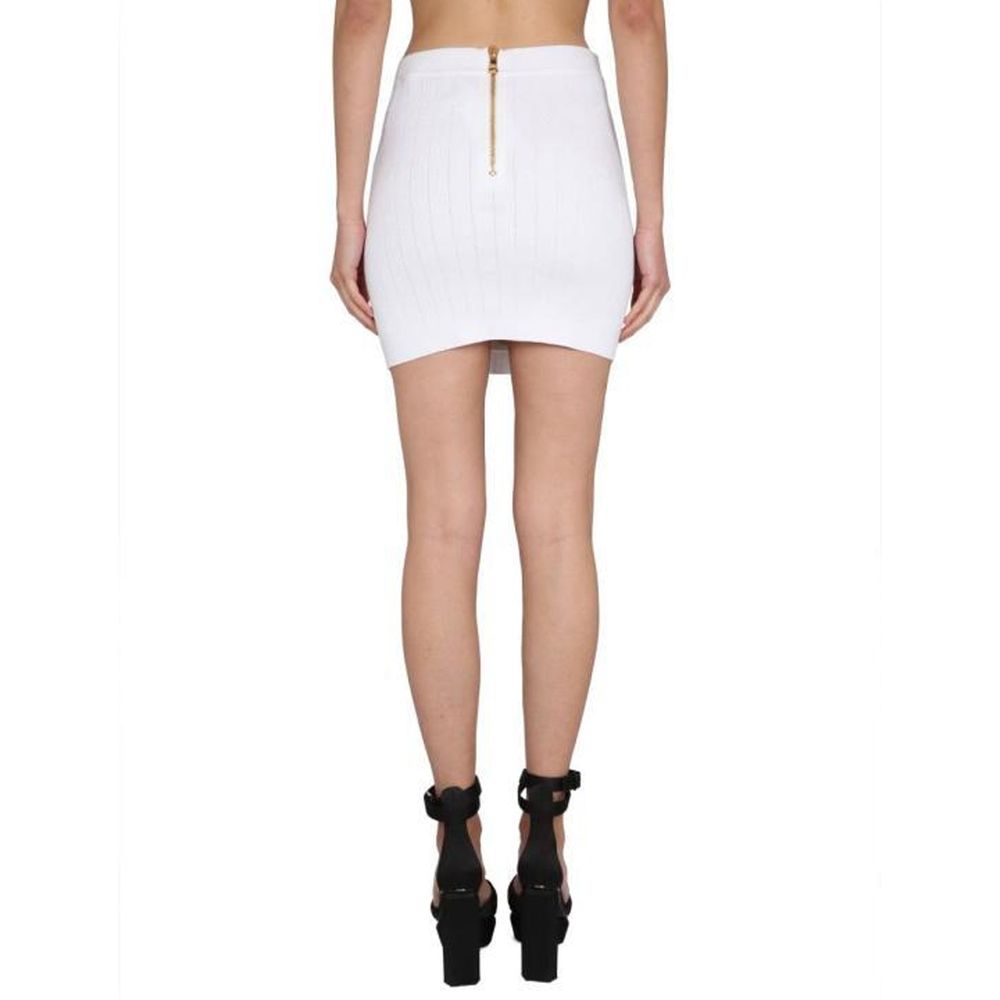 Balmain White Polyester Mini Women's Skirt