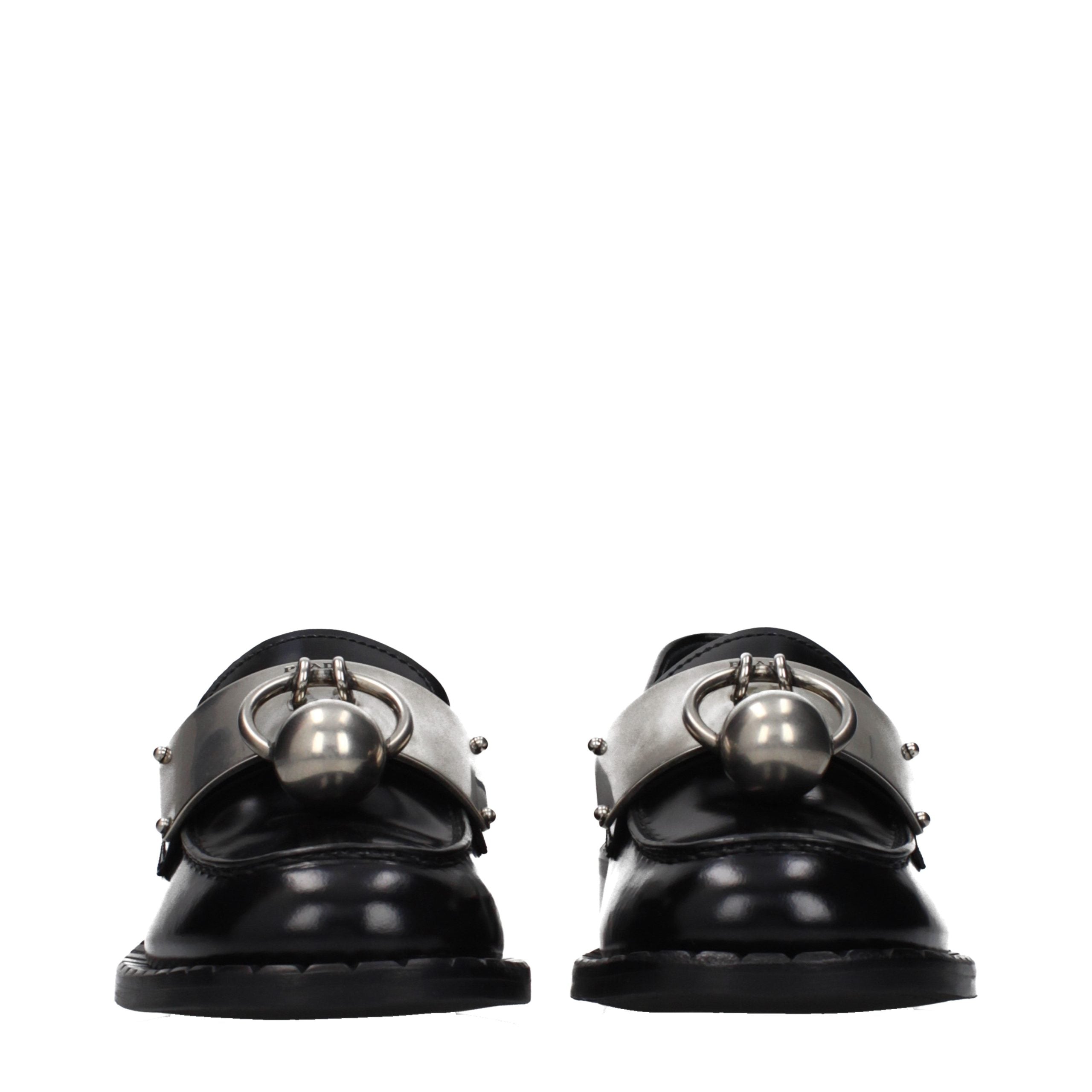 Prada Black Leather Slip-On Women's Loafers