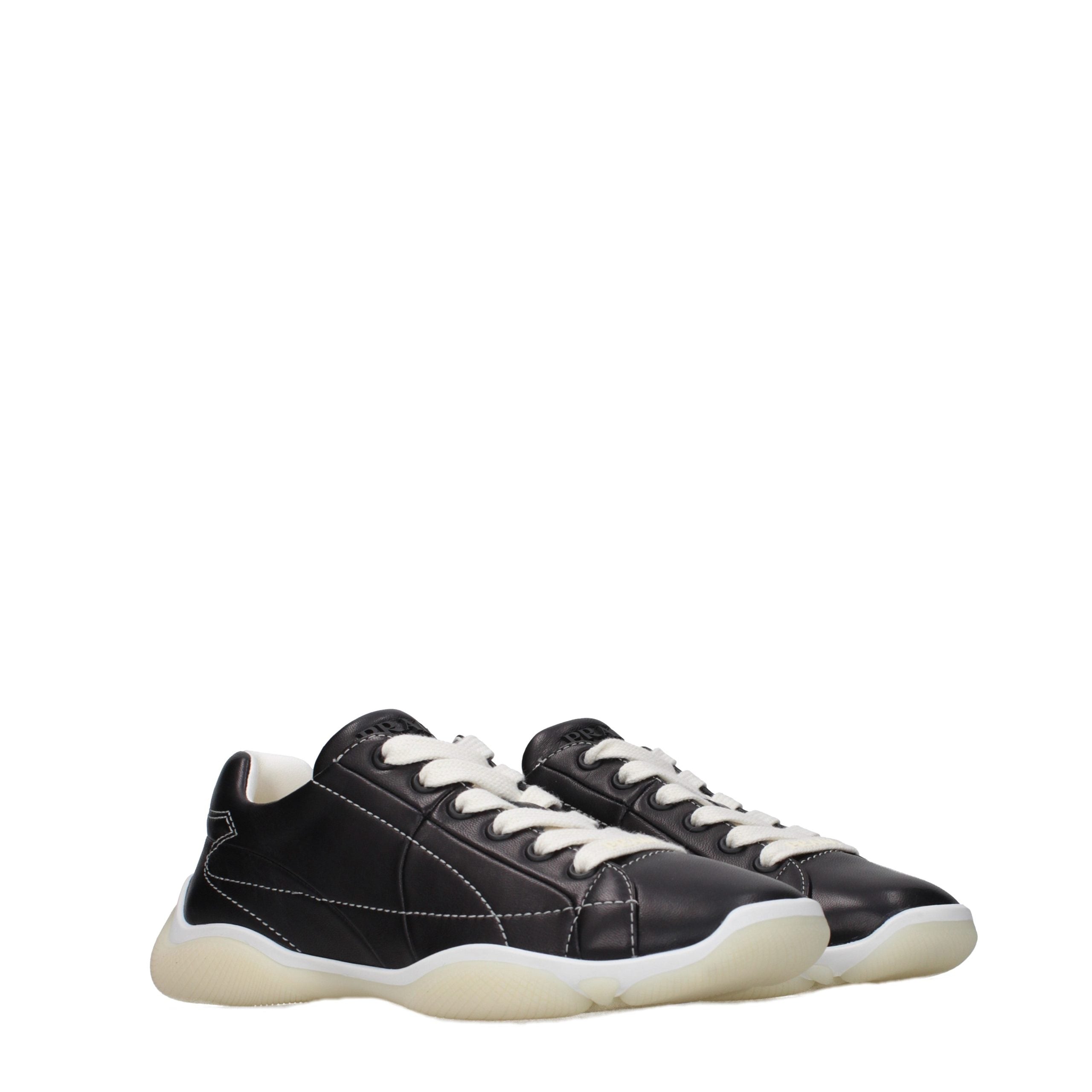 Prada Black Leather Women's Sneakers