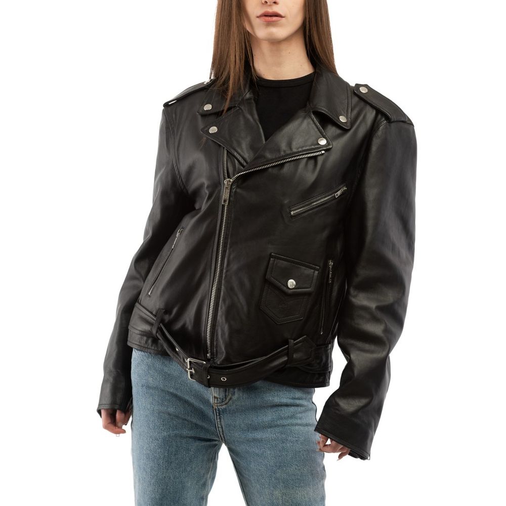 Moschino Black Polyester Leather Women's Jacket