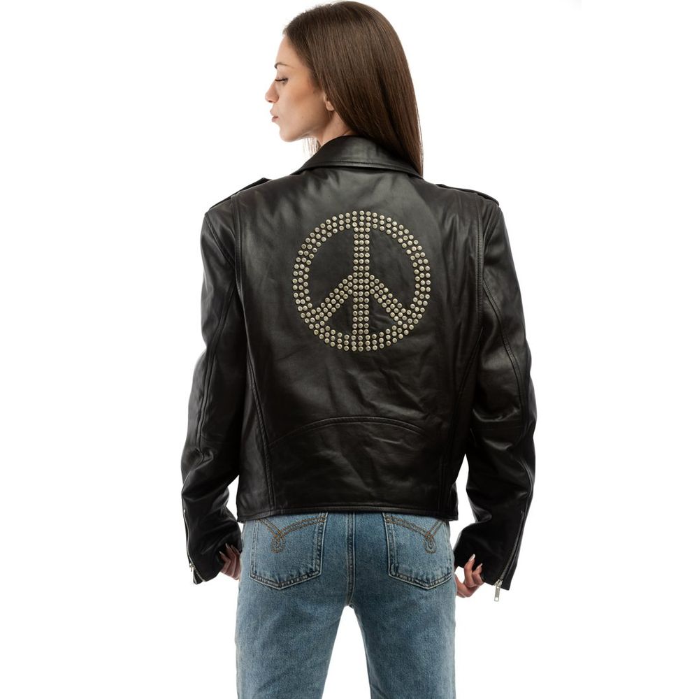 Moschino Black Polyester Leather Women's Jacket