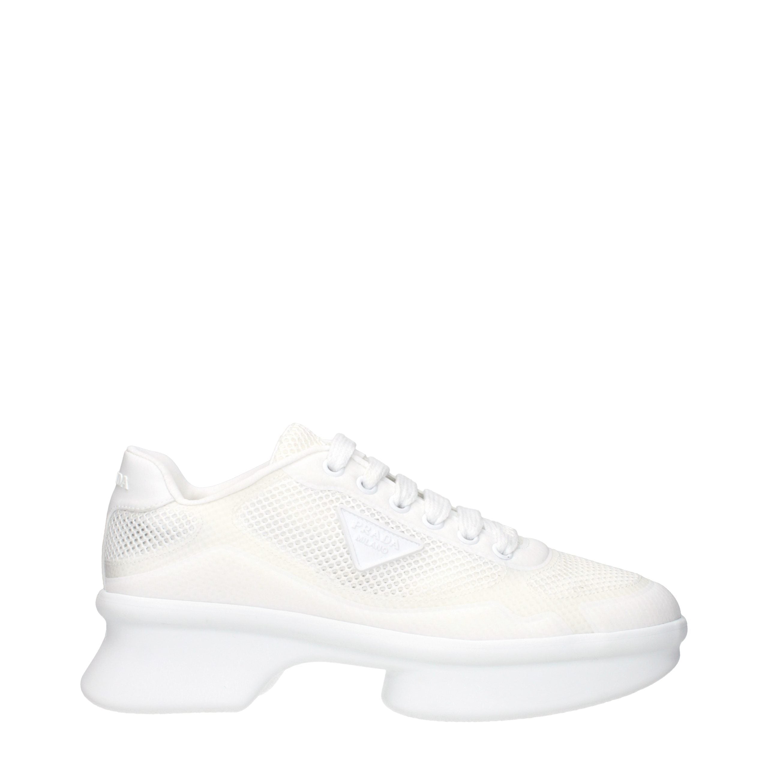Prada White Fabric Low Top Women's Sneakers