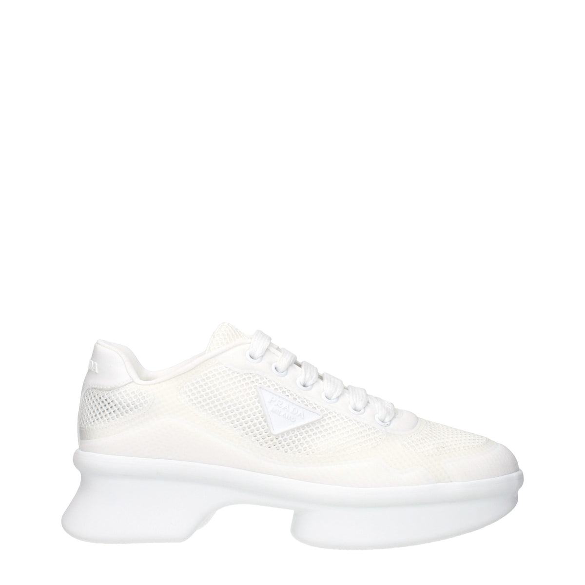 Prada White Fabric Low Top Women's Sneakers