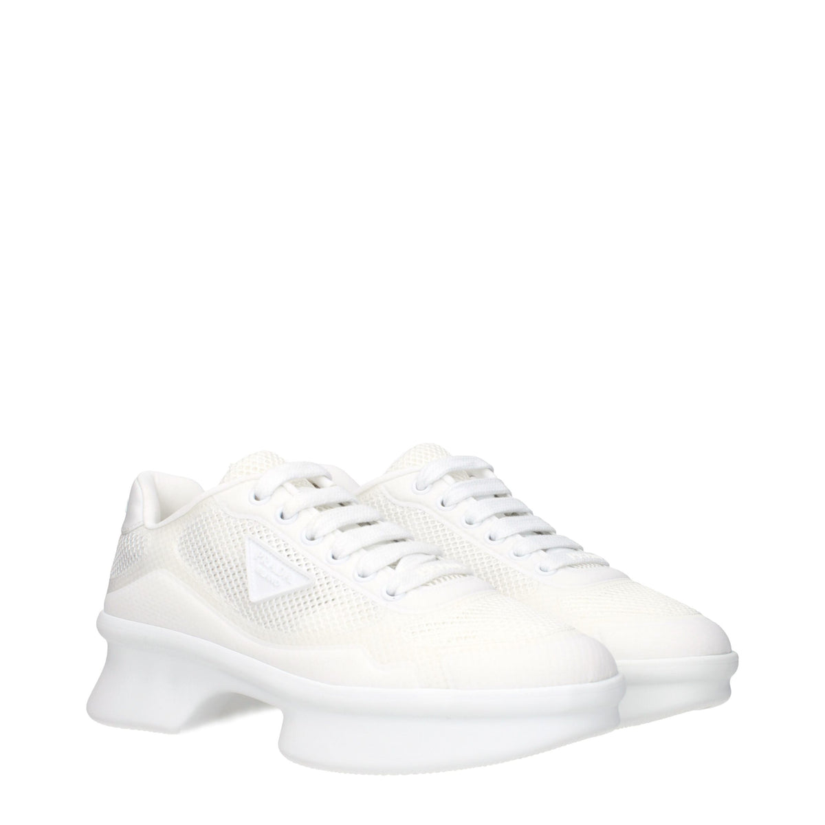 Prada White Fabric Low Top Women's Sneakers