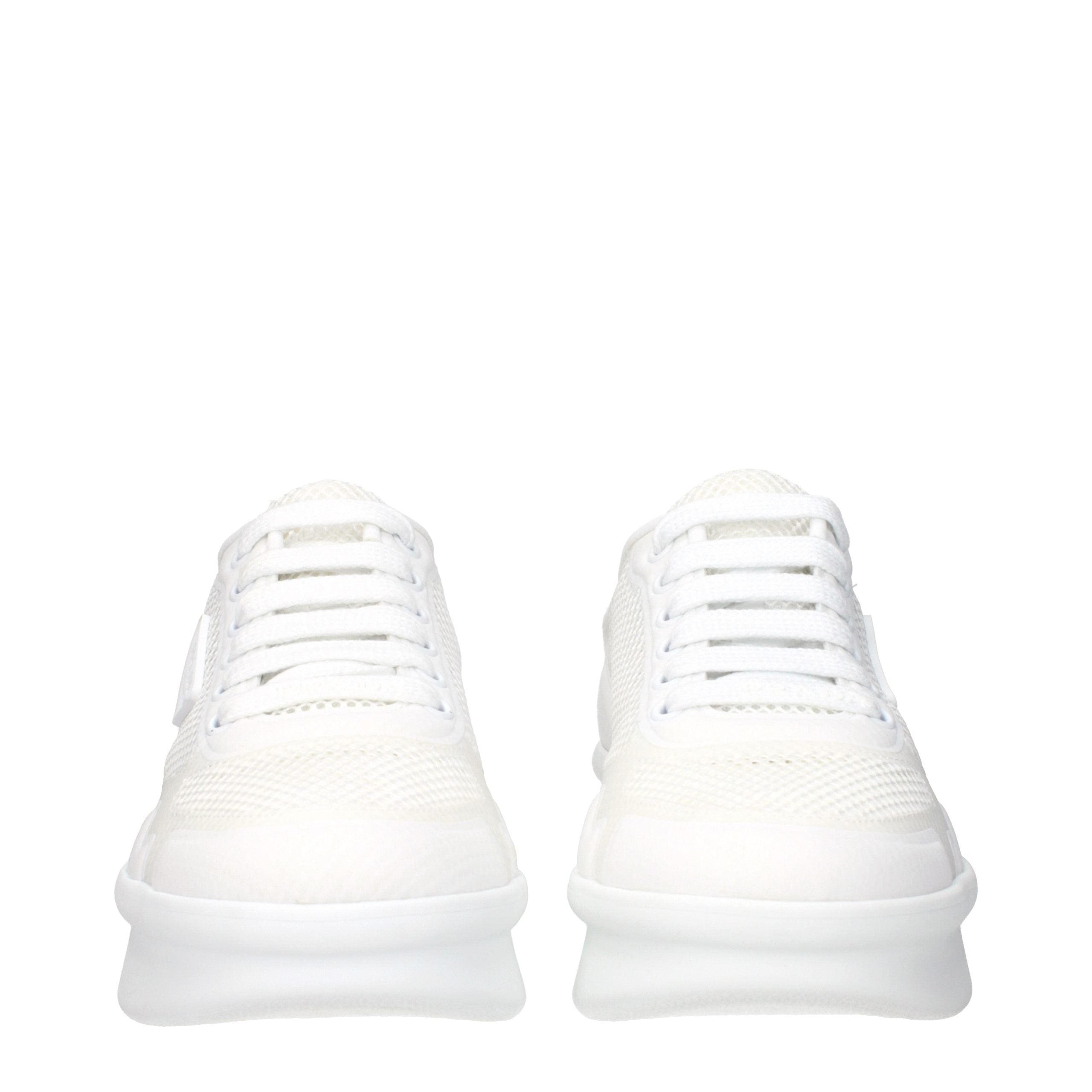 Prada White Fabric Low Top Women's Sneakers