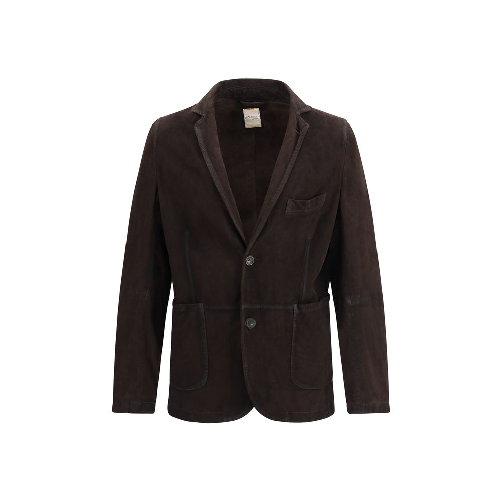 D'amico Brown Lamb Ovis Aries Aries Leather Men's Jacket