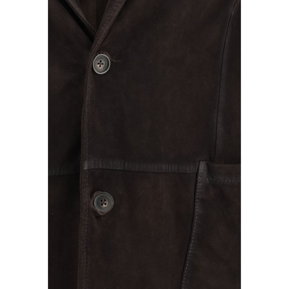 D'amico Brown Lamb Ovis Aries Aries Leather Men's Jacket