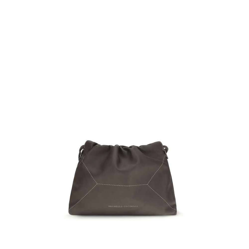 Brunello Cucinelli Brown Calf Leather Bos Taurus Shoulder Women's Bag