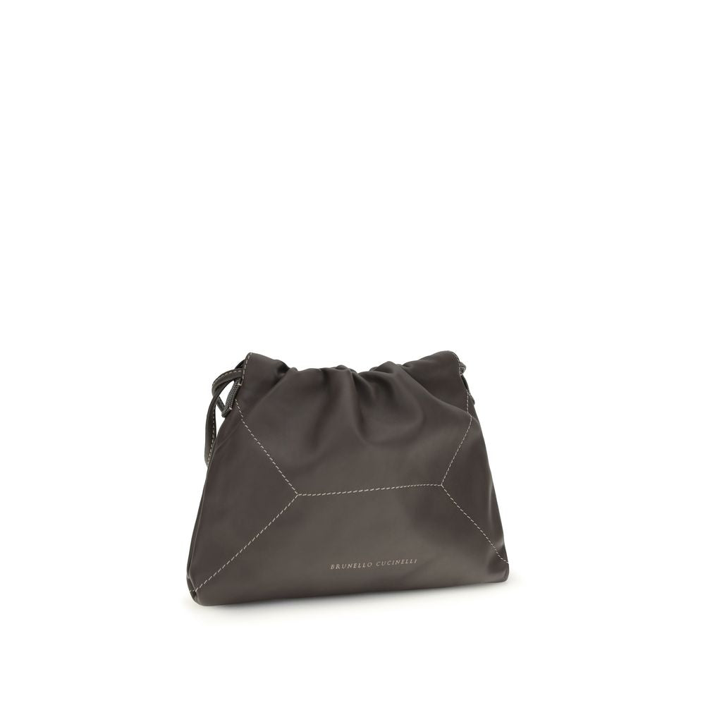 Brunello Cucinelli Brown Calf Leather Bos Taurus Shoulder Women's Bag