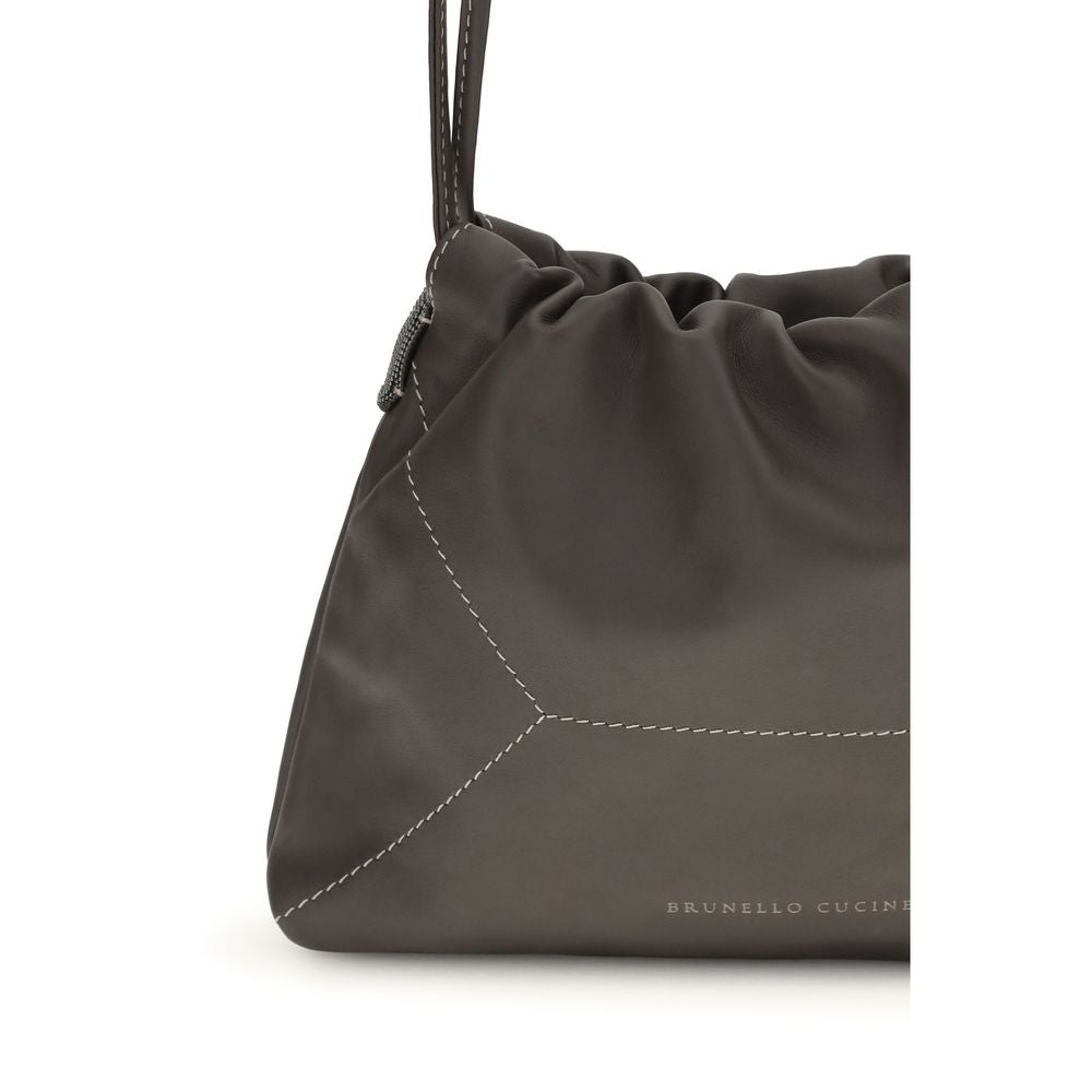 Brunello Cucinelli Brown Calf Leather Bos Taurus Shoulder Women's Bag