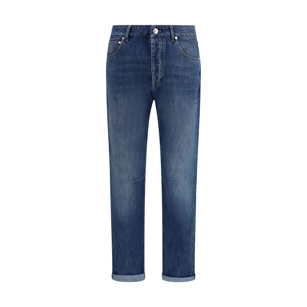Brunello Cucinelli Blue Cotton Straight-Leg Men's Jeans
