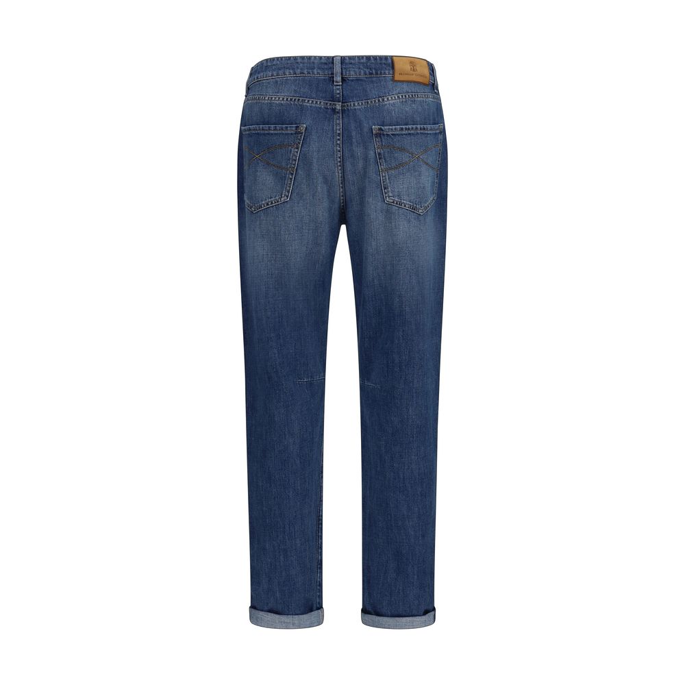 Brunello Cucinelli Blue Cotton Straight-Leg Men's Jeans