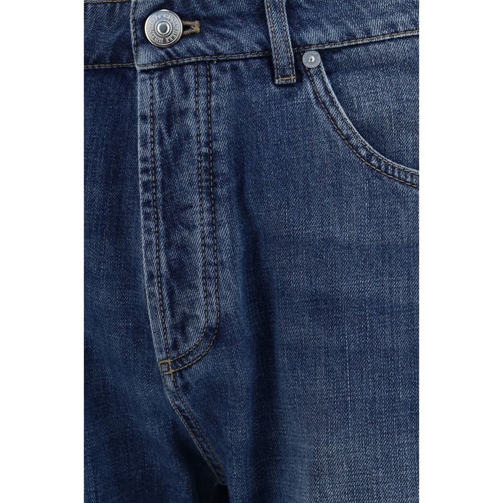 Brunello Cucinelli Blue Cotton Straight-Leg Men's Jeans