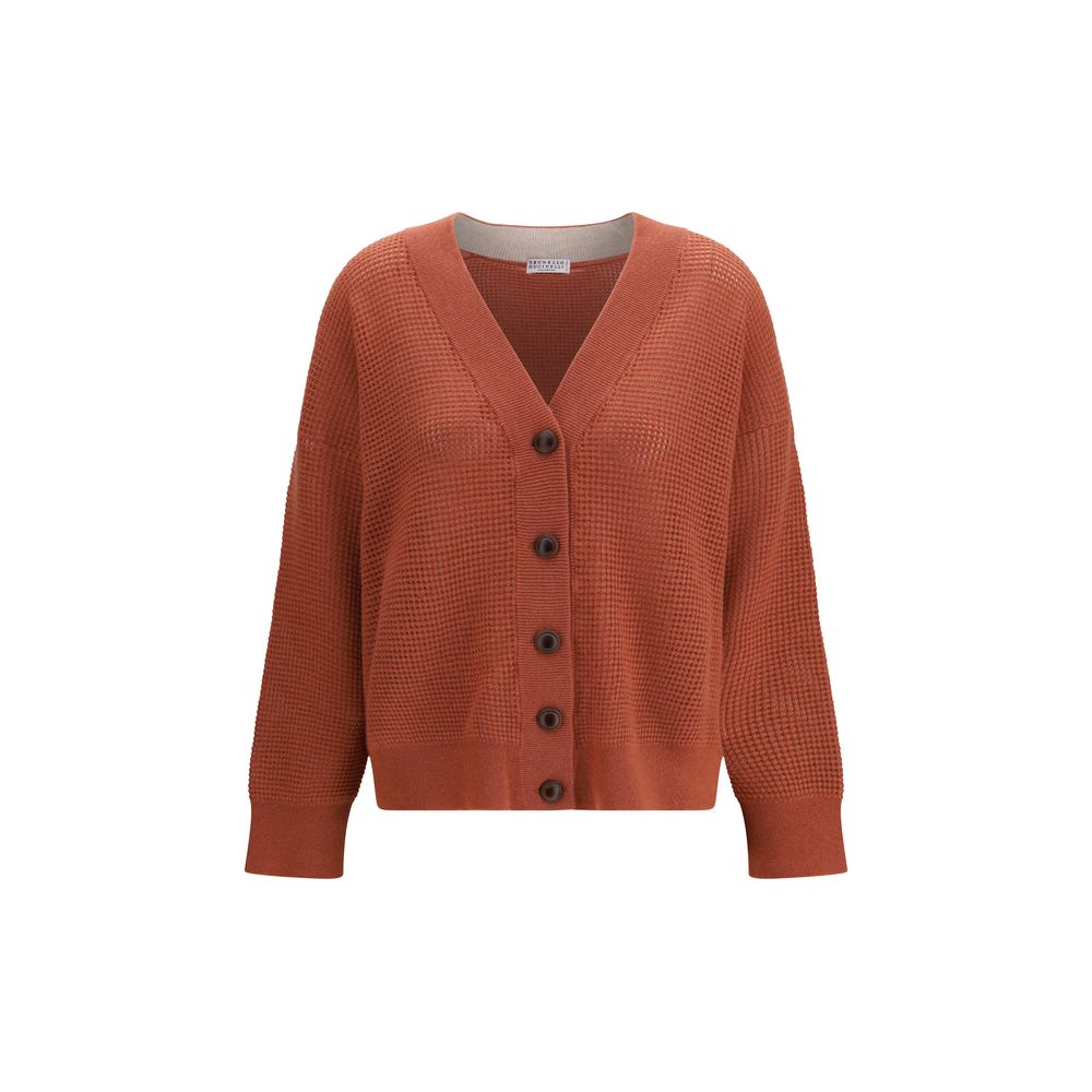 Brunello Cucinelli Orange Cashmere Women's Cardigan