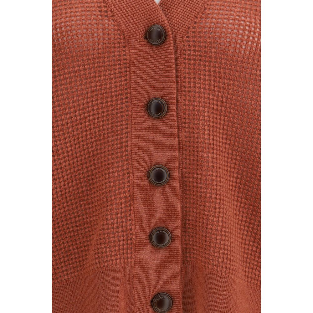 Brunello Cucinelli Orange Cashmere Women's Cardigan