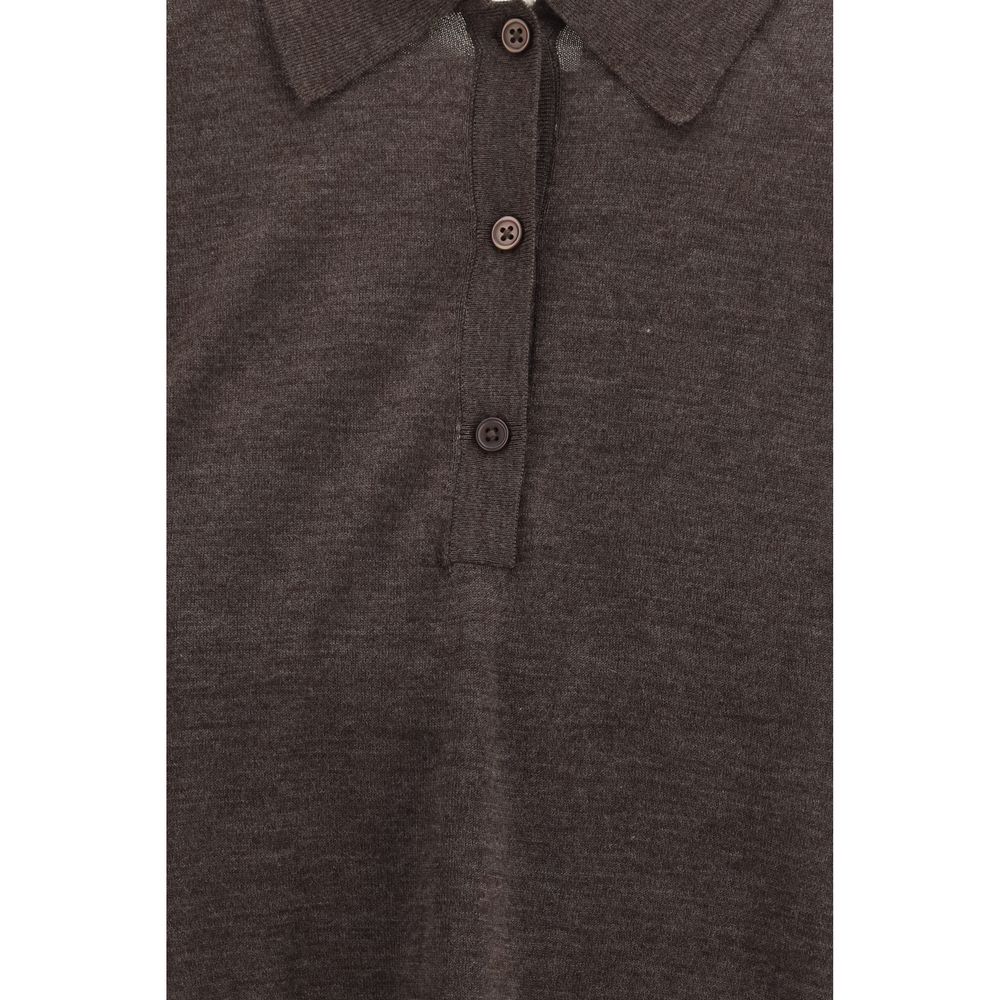 Loulou De Saison Brown Cashmere Polo Women's Shirt