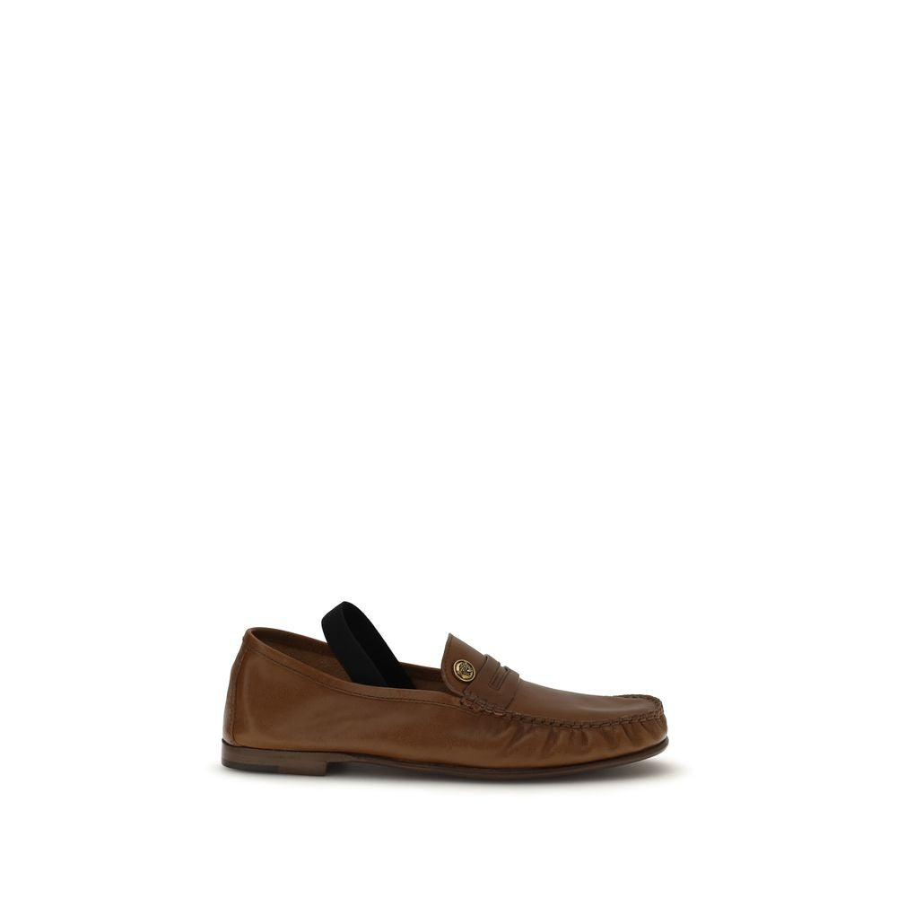 Versace Brown Lamb Ovis Aries Slip-On Women's Loafers