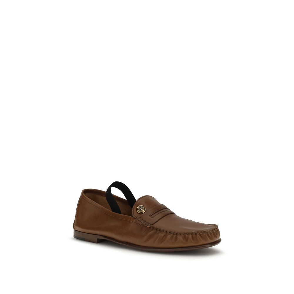 Versace Brown Lamb Ovis Aries Slip-On Women's Loafers