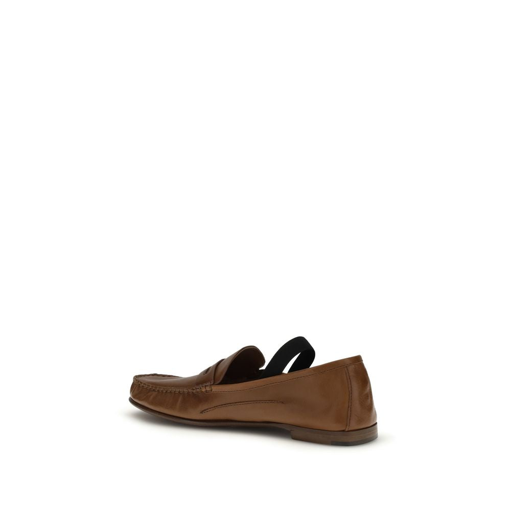 Versace Brown Lamb Ovis Aries Slip-On Women's Loafers