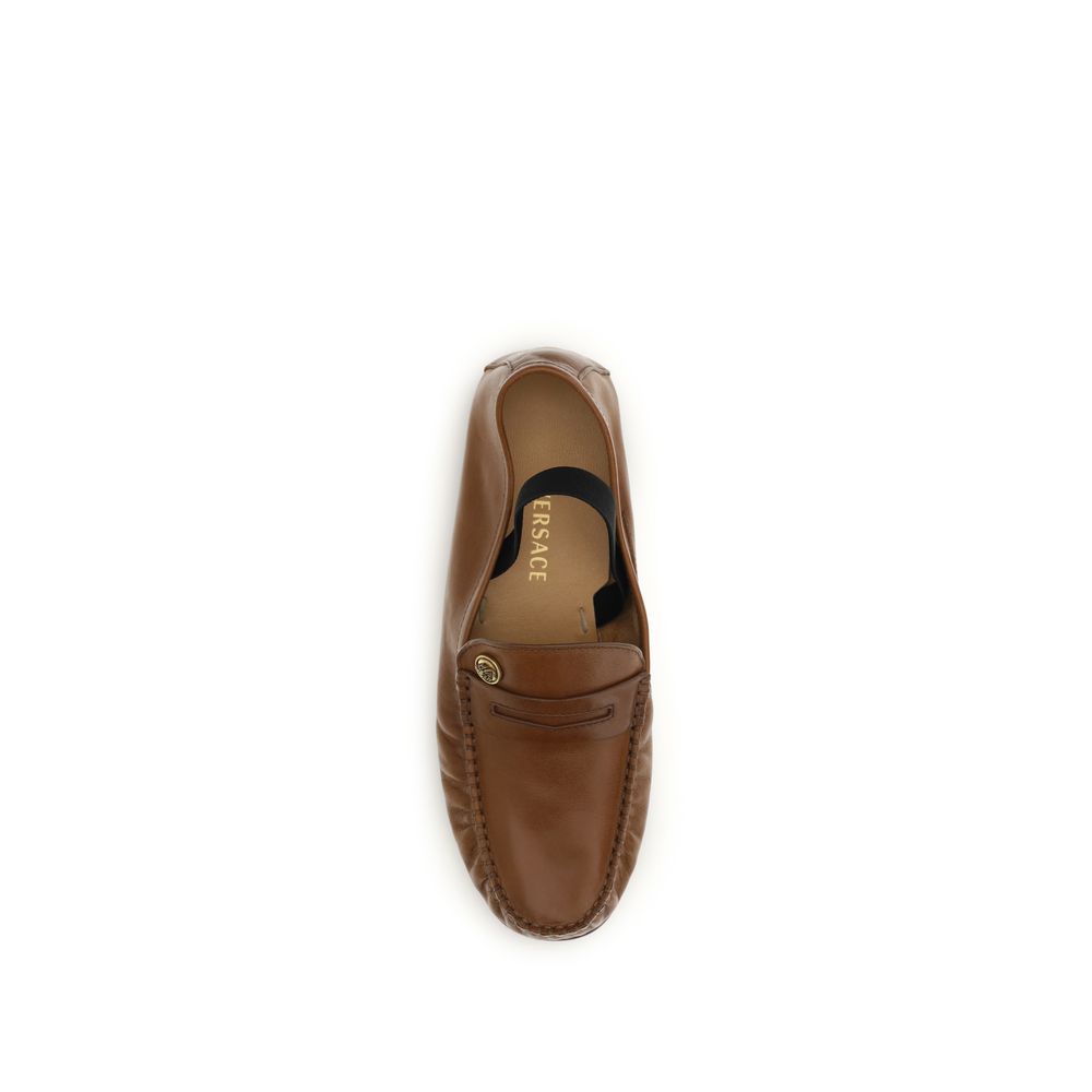 Versace Brown Lamb Ovis Aries Slip-On Women's Loafers