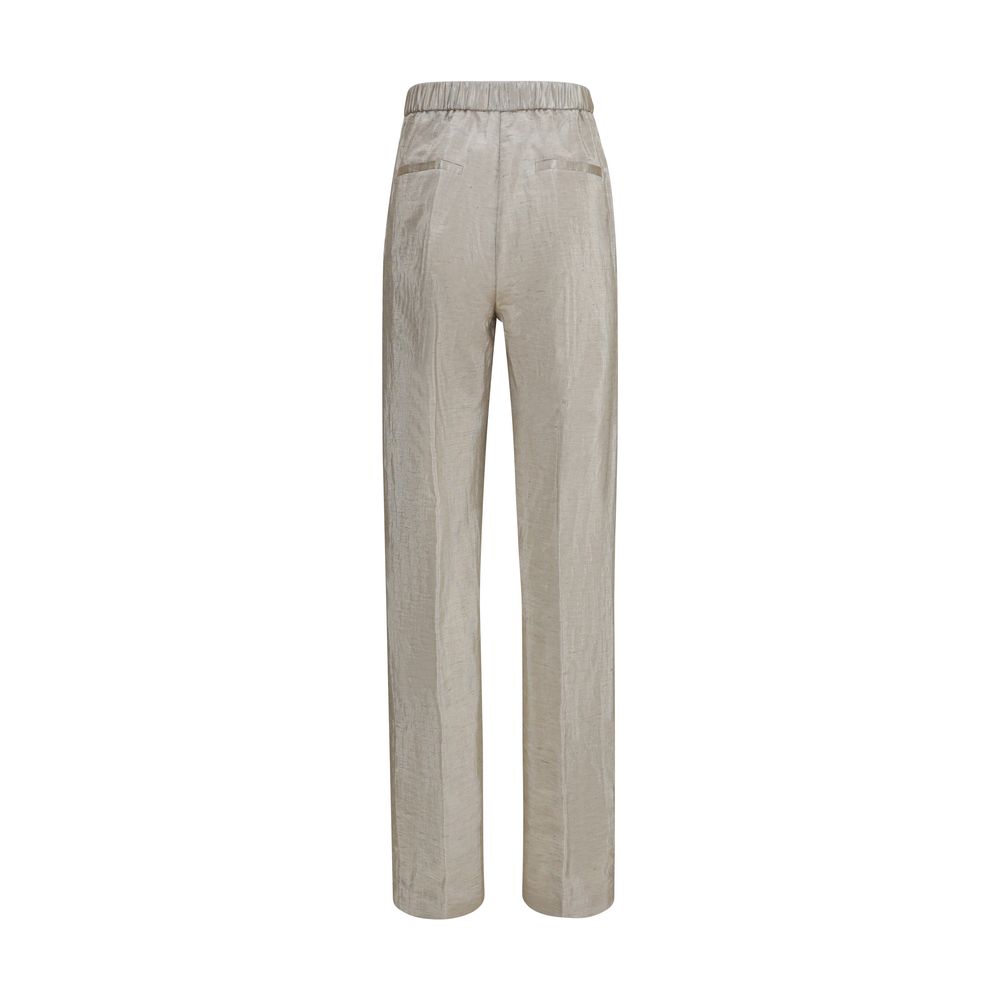 Forte_Forte Silver Polyester Casual Women's Pants