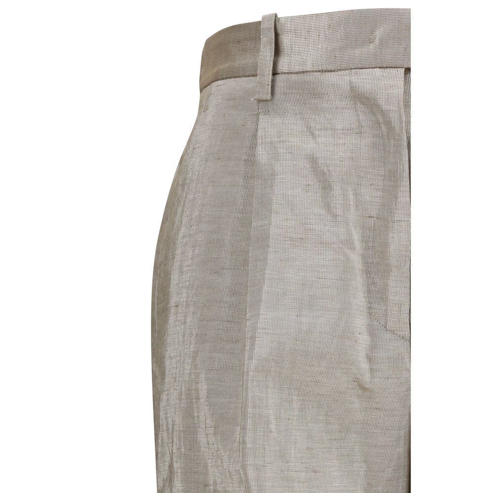 Forte_Forte Silver Polyester Casual Women's Pants