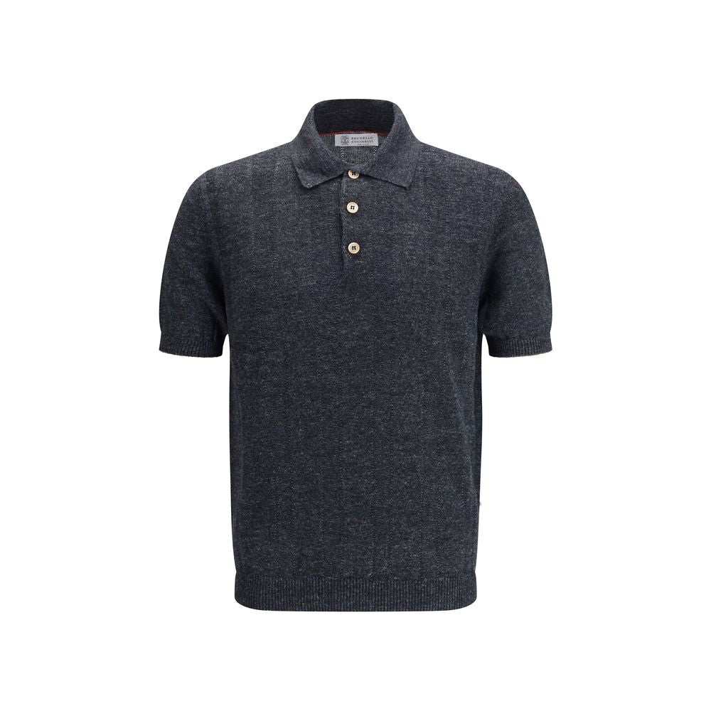 Brunello Cucinelli Gray Cotton Polo Men's Shirt