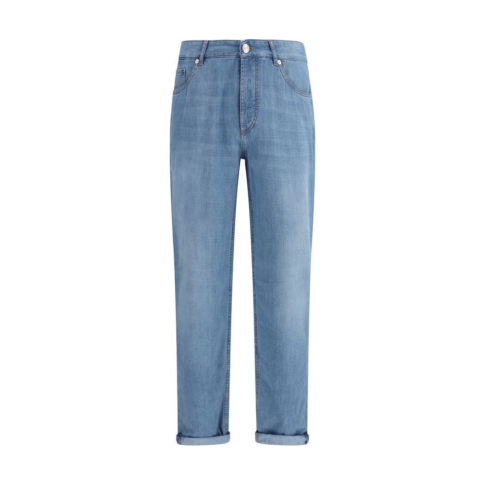 Brunello Cucinelli Blue Cotton Relaxed Fit Men's Jeans