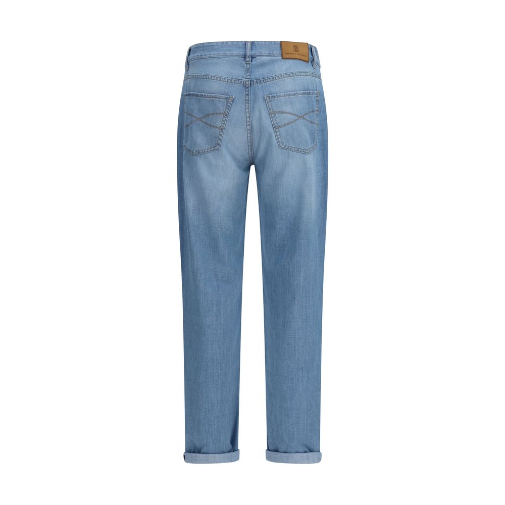 Brunello Cucinelli Blue Cotton Relaxed Fit Men's Jeans