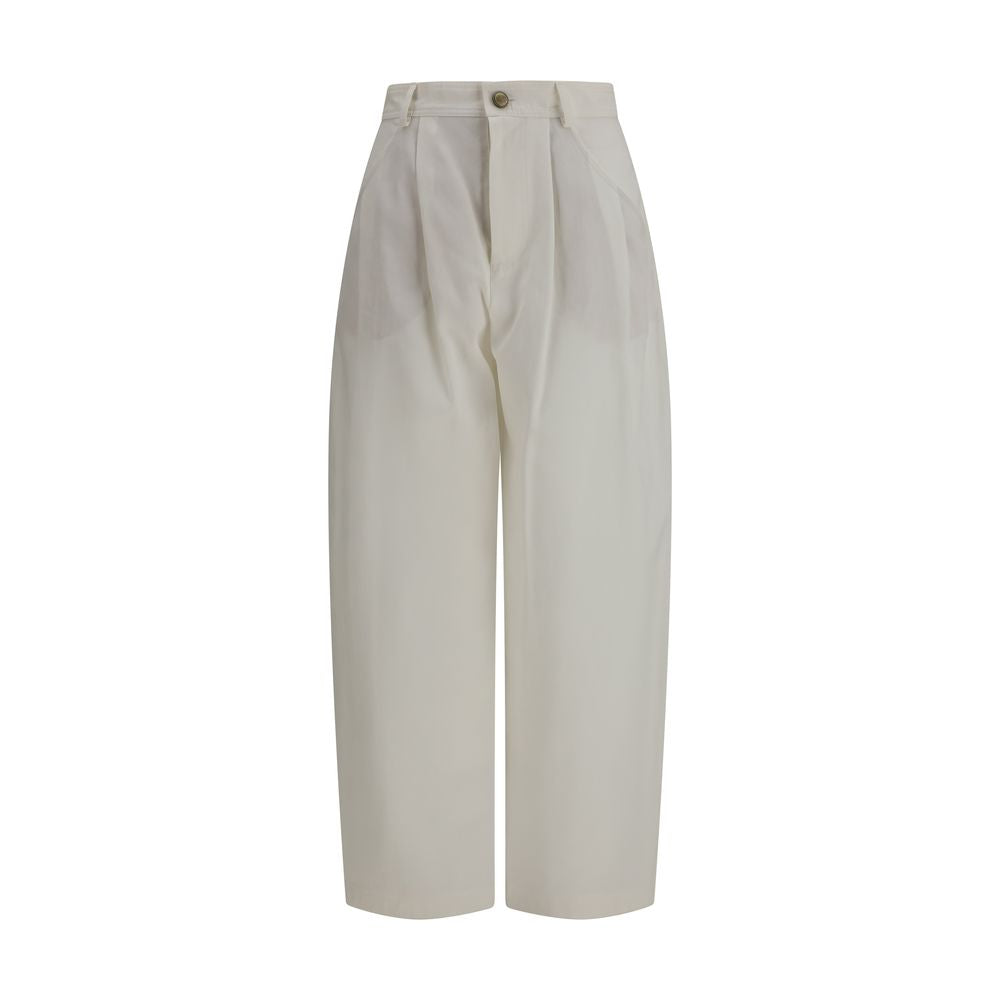 Brunello Cucinelli Beige Silk Casual Women's Pants