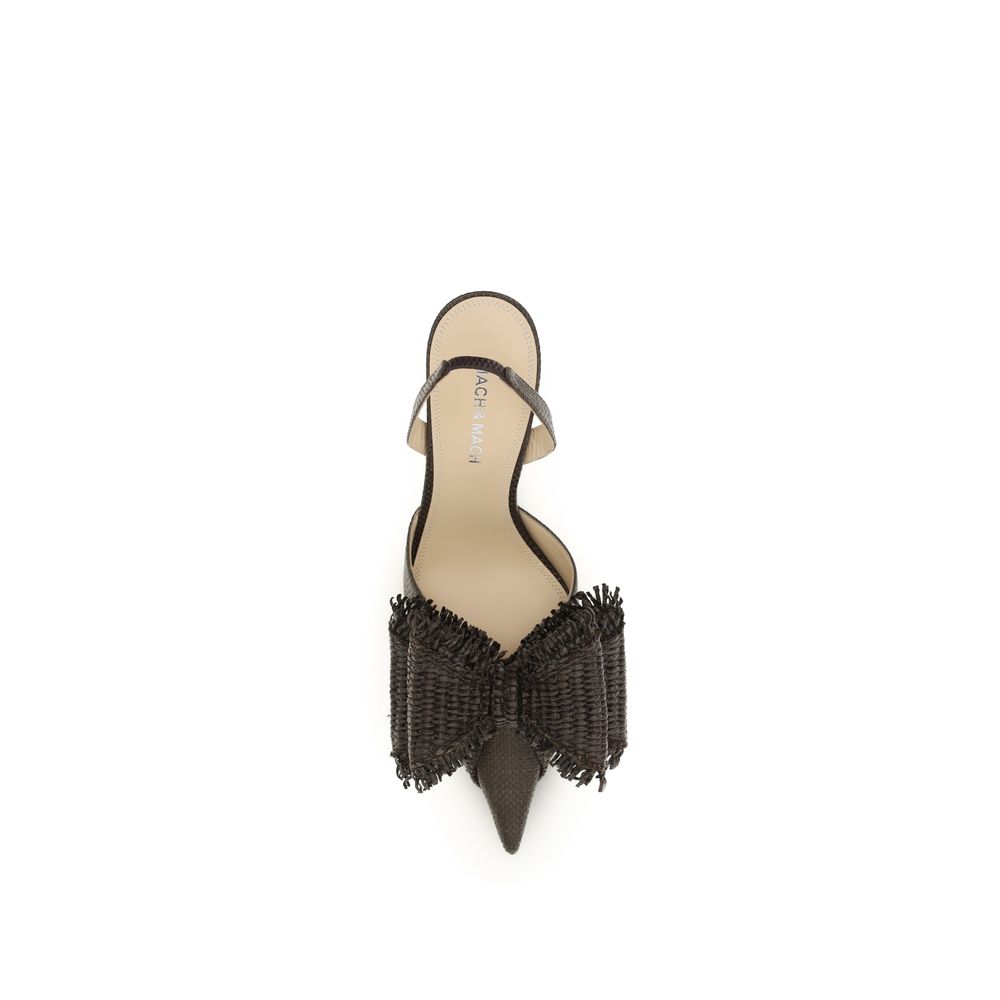 MACH & MACH Brown Raffia Platform Women's Pumps