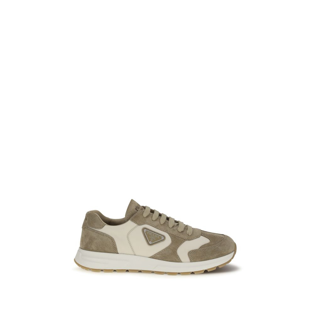 Prada Beige Calf Leather Bos Taurus Athletic Men's Sneakers