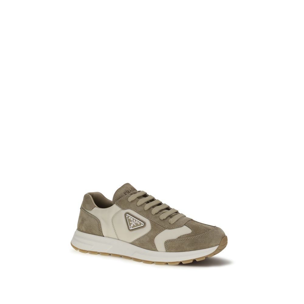 Prada Beige Calf Leather Bos Taurus Athletic Men's Sneakers