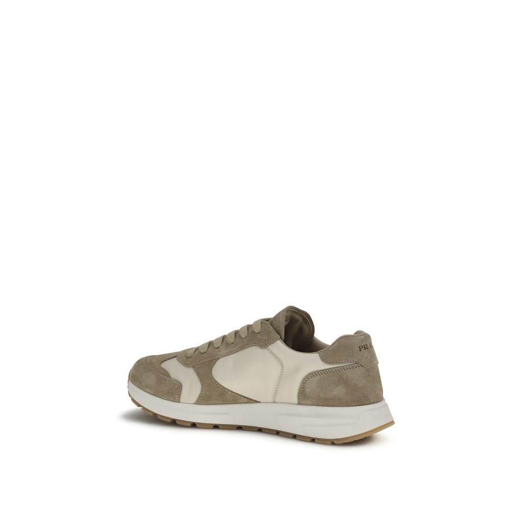 Prada Beige Calf Leather Bos Taurus Athletic Men's Sneakers