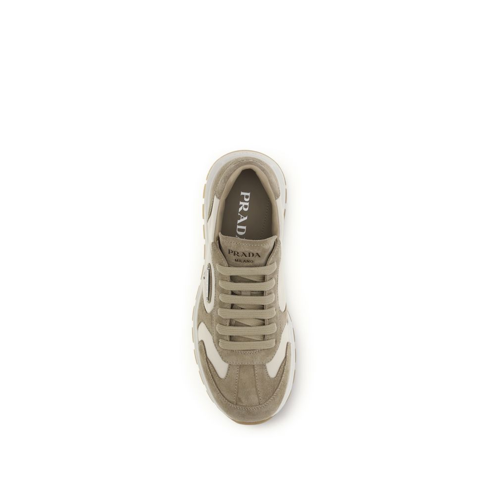 Prada Beige Calf Leather Bos Taurus Athletic Men's Sneakers
