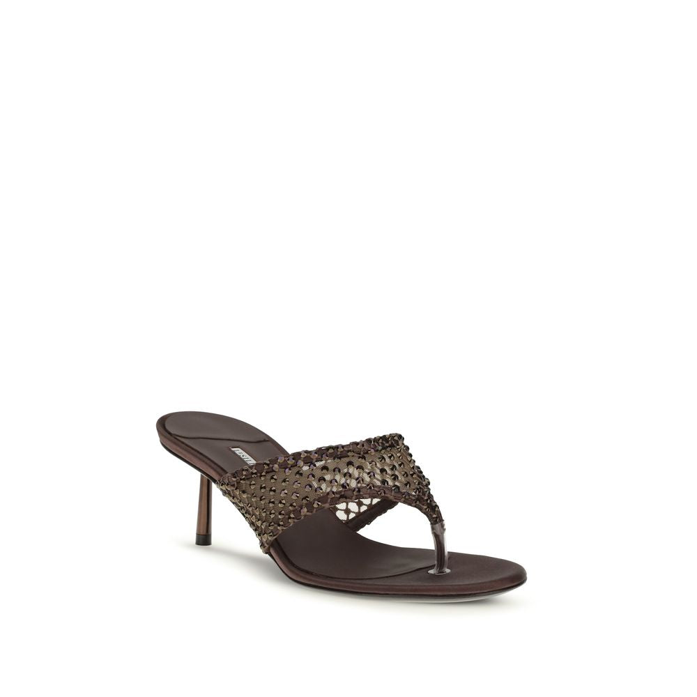 LE SILLA Brown Goatskin Stiletto Heel Women's Sandals