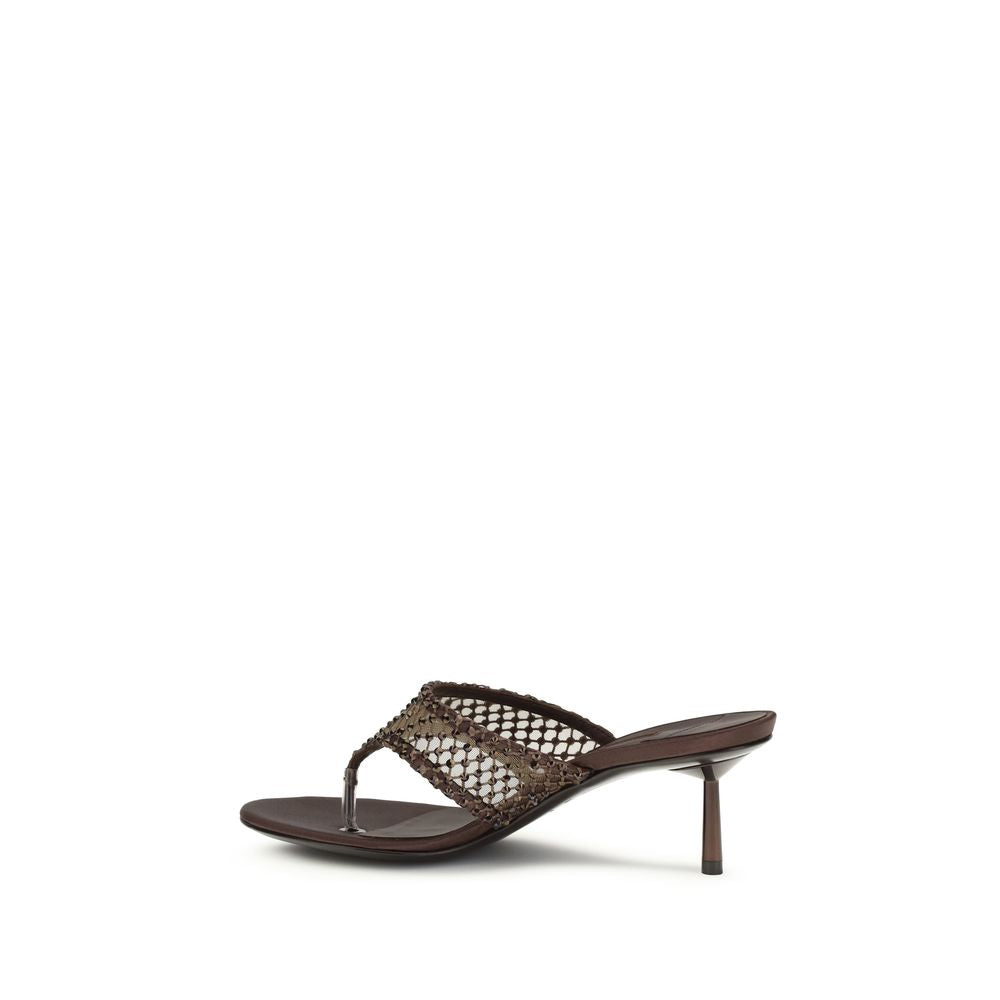 LE SILLA Brown Goatskin Stiletto Heel Women's Sandals