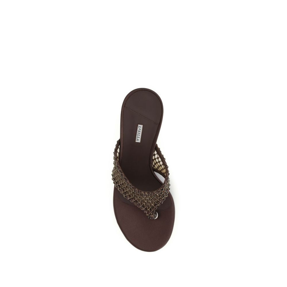 LE SILLA Brown Goatskin Stiletto Heel Women's Sandals
