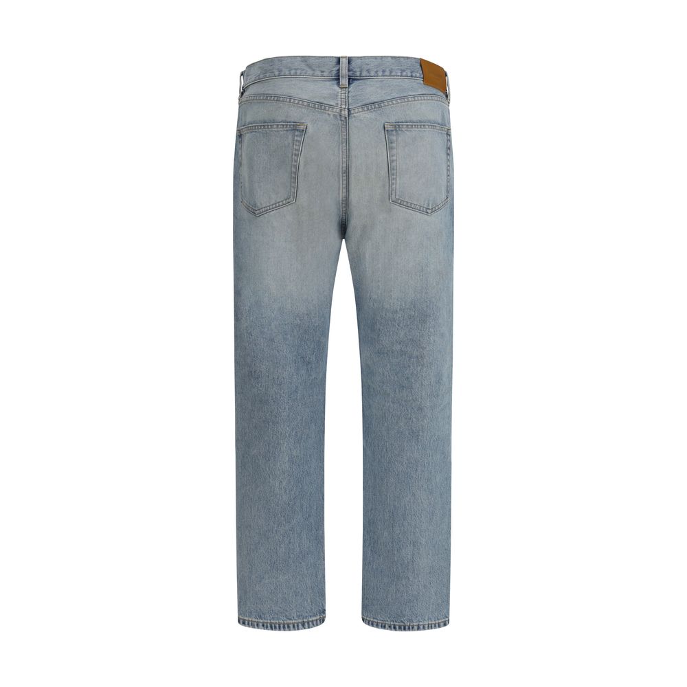 Saint Laurent Blue Cotton Straight-Leg Men's Jeans