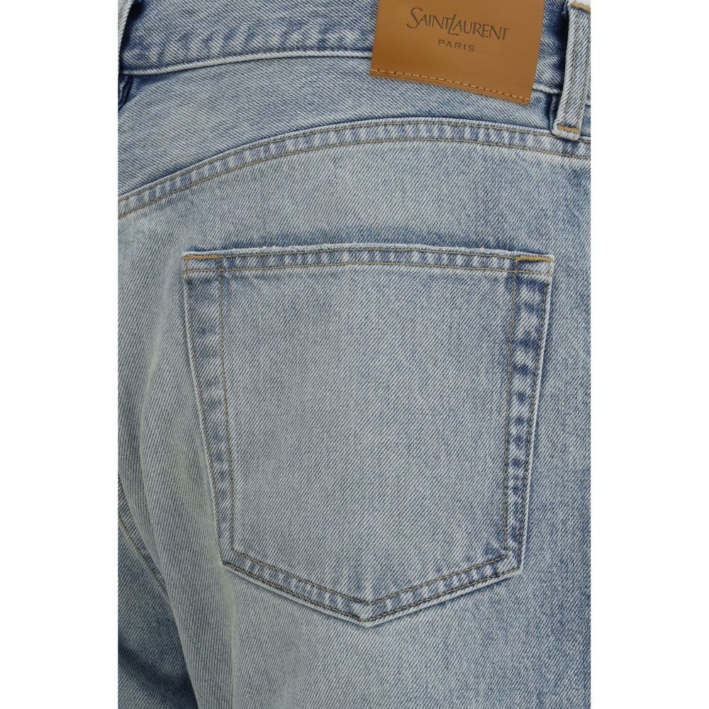Saint Laurent Blue Cotton Straight-Leg Men's Jeans