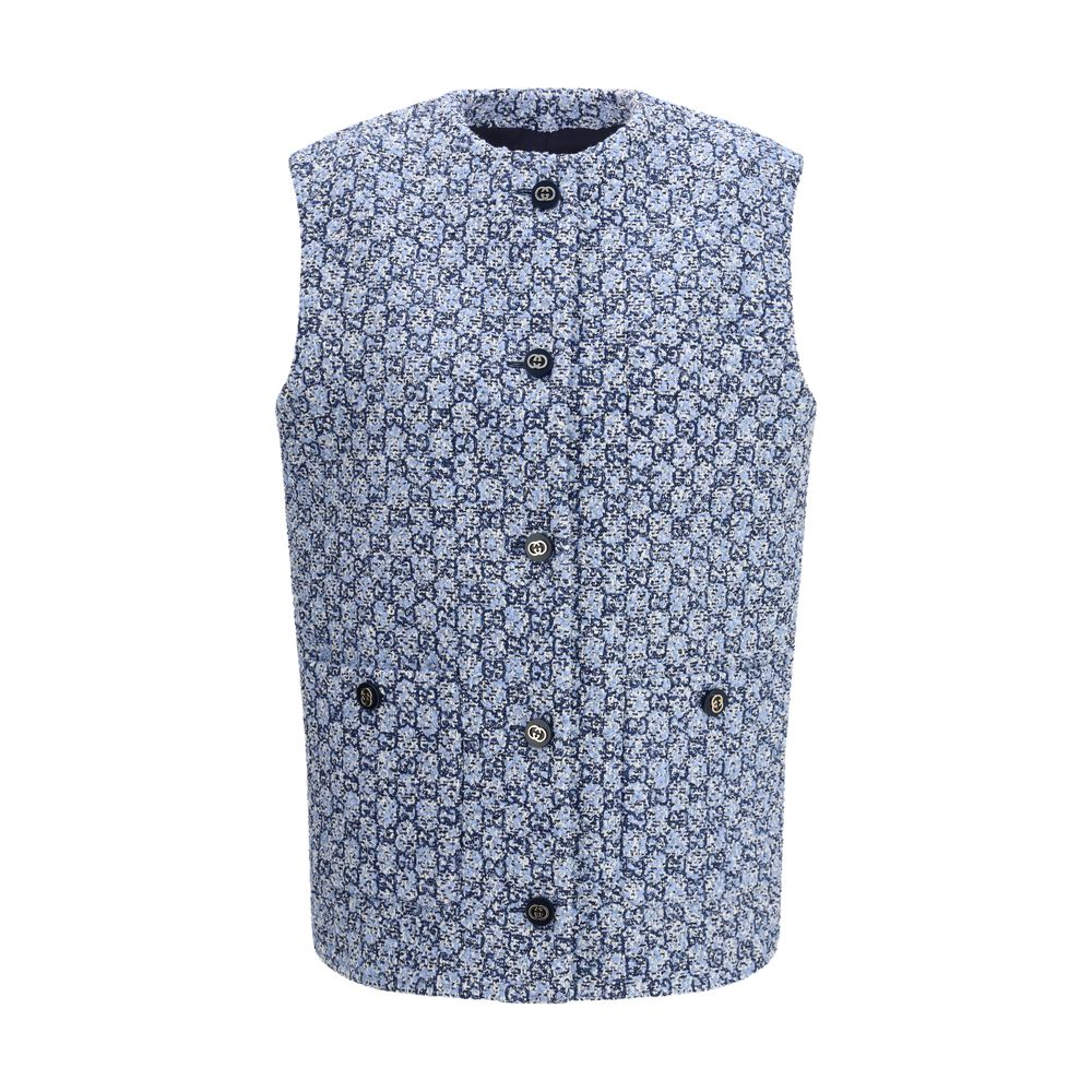 Gucci Blue Cotton Sleeveless Women's Jacket