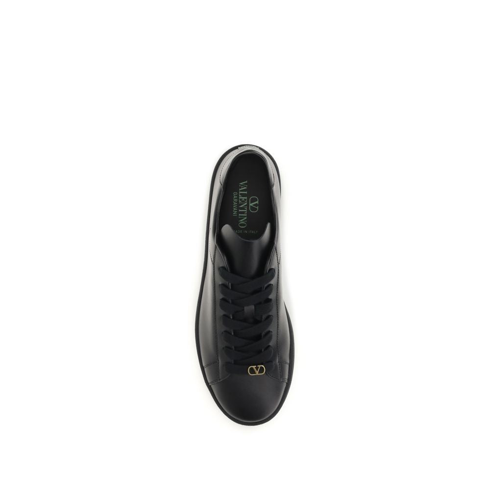 Valentino Garavani Black Calf Leather Bos Taurus Men's Sneakers