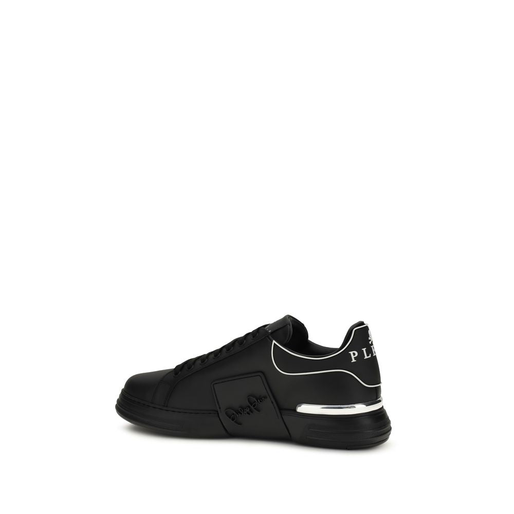 Philipp Plein Black Calf Leather Bos Taurus Low Top Men's Sneakers