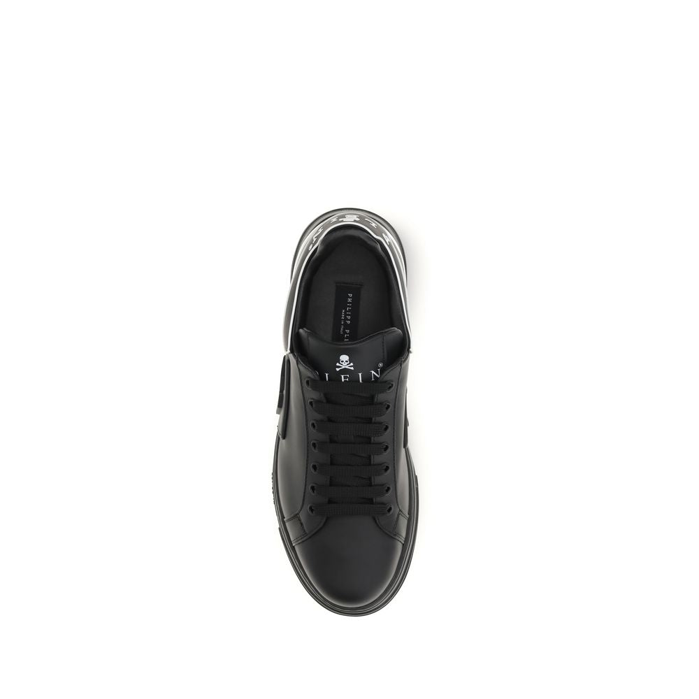 Philipp Plein Black Calf Leather Bos Taurus Low Top Men's Sneakers