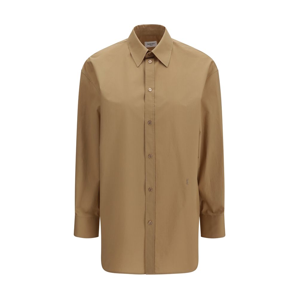 Saint Laurent Beige Cotton Dress Women's Shirt