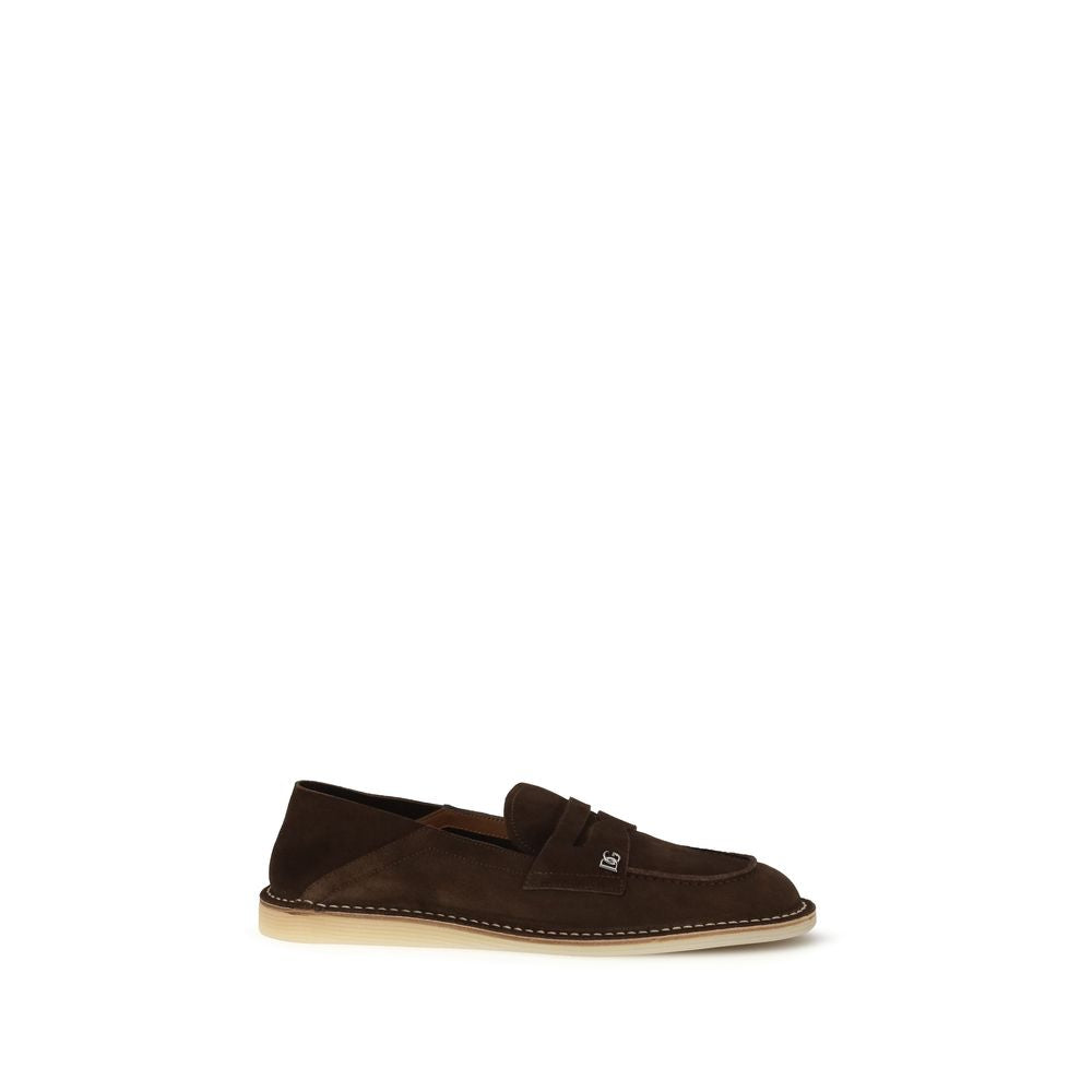 Dolce & Gabbana Brown Calf Leather Bos Taurus Slip-On Men's Loafers