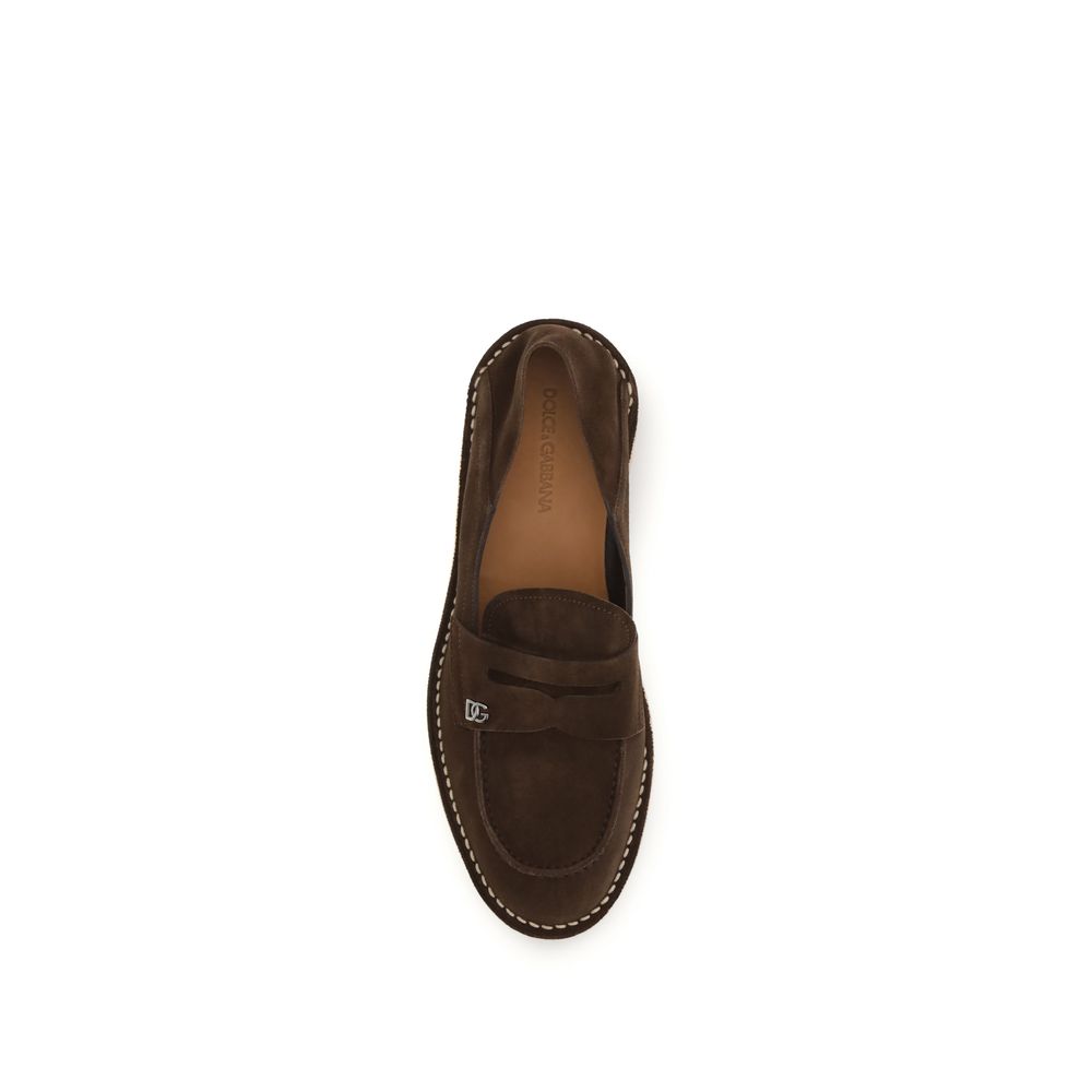 Dolce & Gabbana Brown Calf Leather Bos Taurus Slip-On Men's Loafers