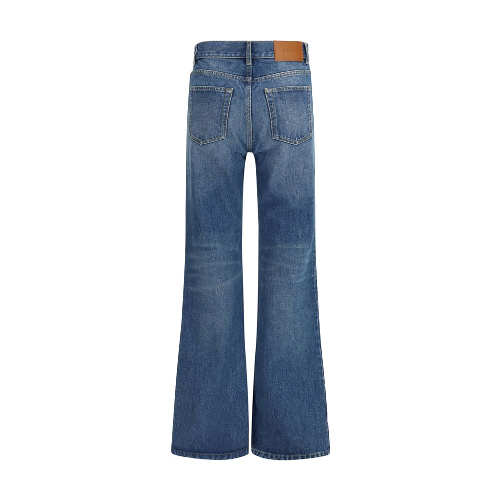 Chloé Blue Cotton Flared Women's Jeans