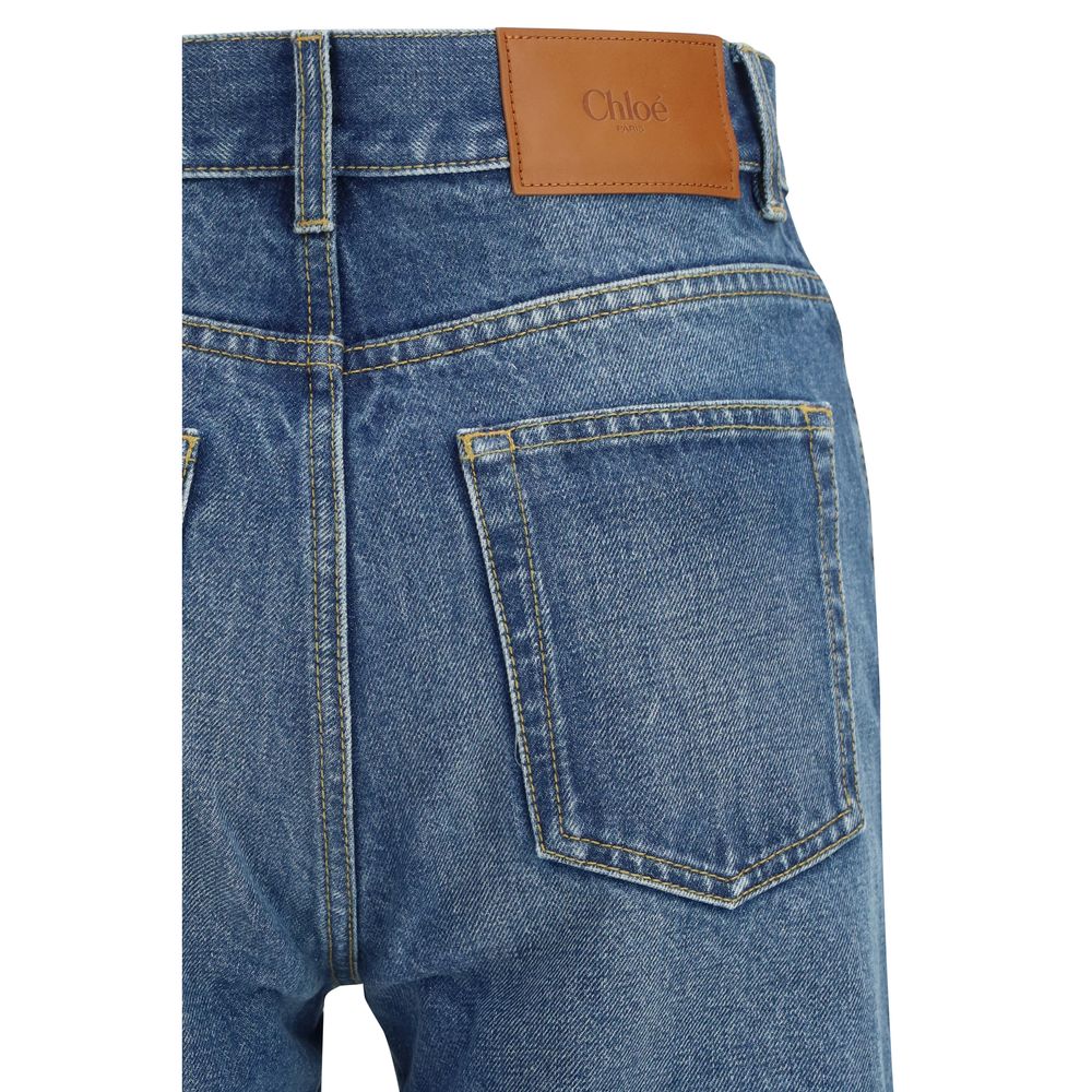 Chloé Blue Cotton Flared Women's Jeans